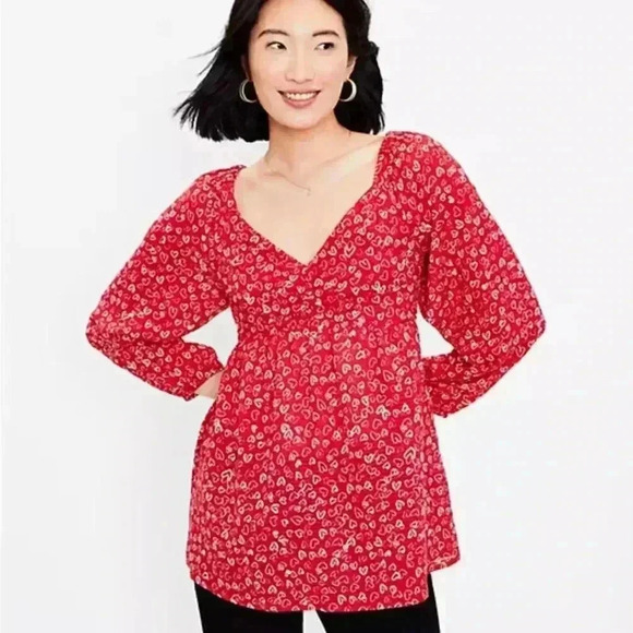 Loft Red Heart Blouse 14 - Picture 2 of 6